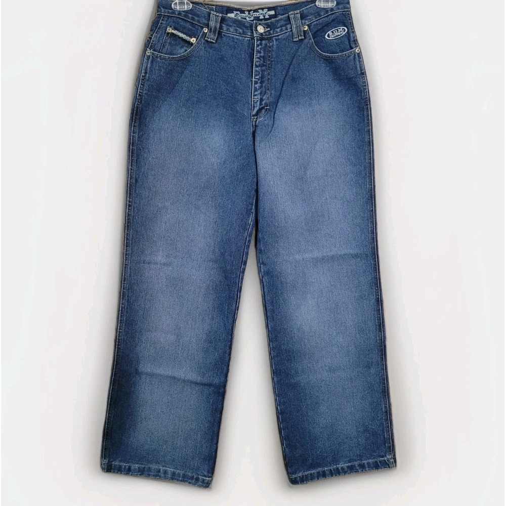 VTG 90s BUM Equipment Hi-Rise Wide Leg Jeans 11/12x32 EXCELLENT 100% Cotton